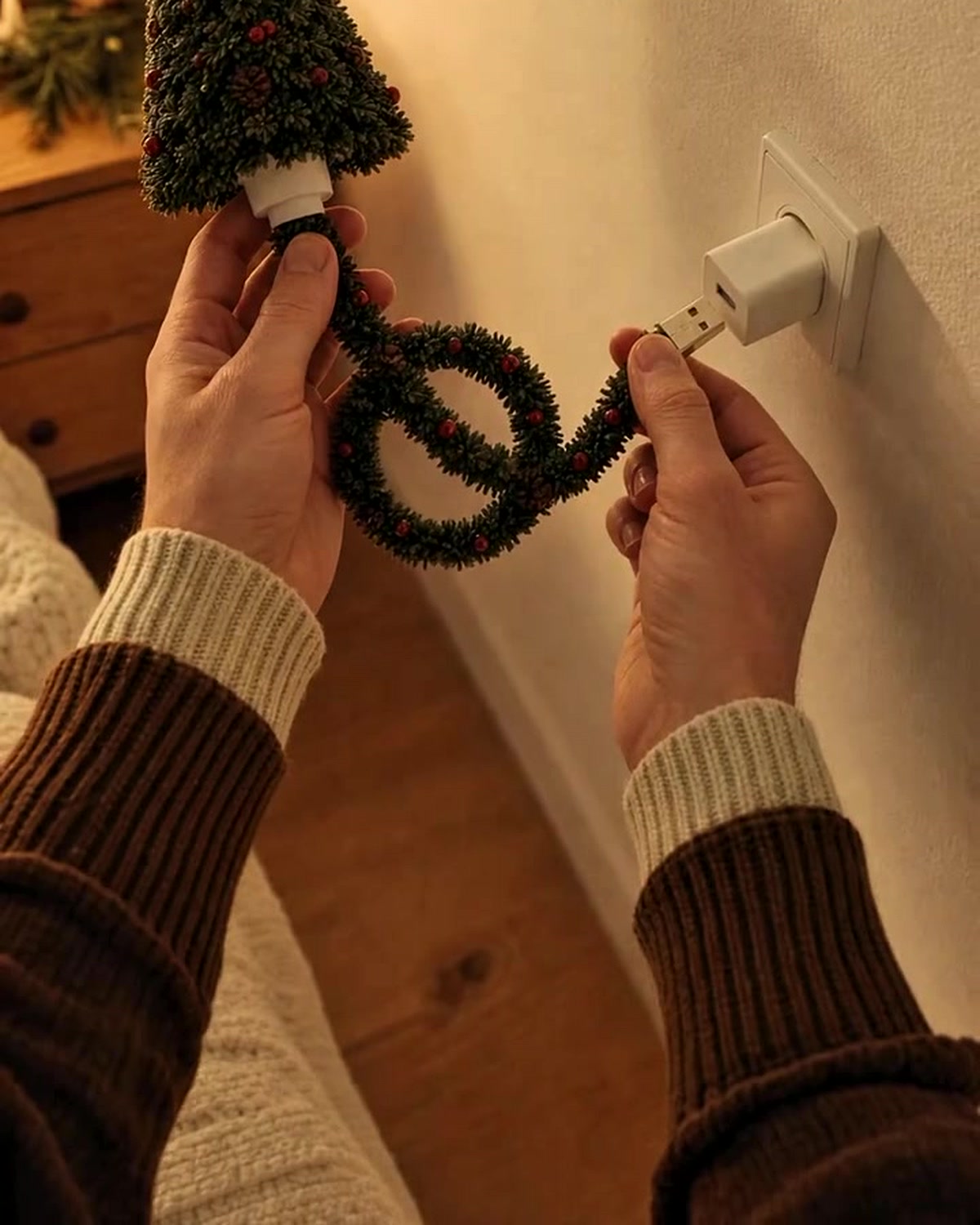 Velnesti Christmas projector USB plug-in setup